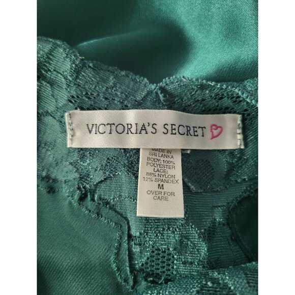 Victoria's Secret M Emerald Jewel Green Slip Dress Nightgown Satin y2k glam - Picture 3 of 9